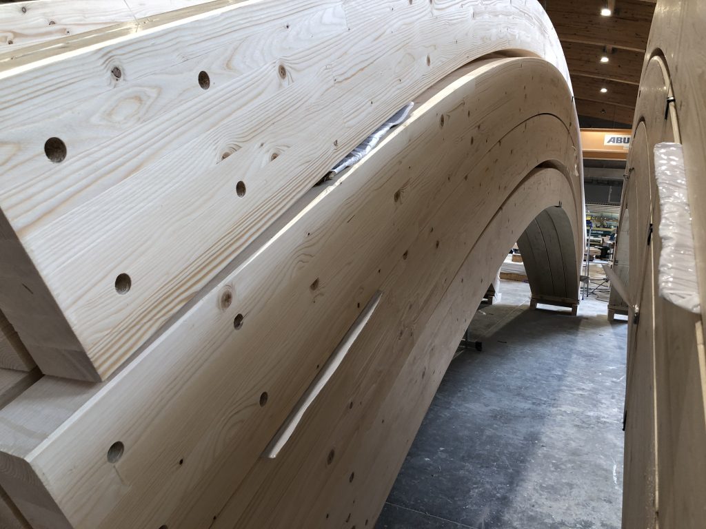 Curved glulam structures - ZAZA TIMBER Production - Morocco project