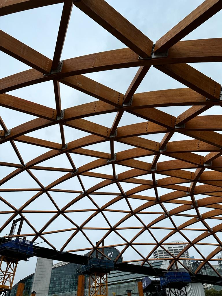 ZAZA TIMBER - glulam manufacturing - Tumbalong Green Stage in Darling Harbour, Sydney, Australia